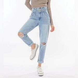 NWT Kancan ILENA ULTRA HIGH RISE BELTED PAPERBAG MOM JEANS